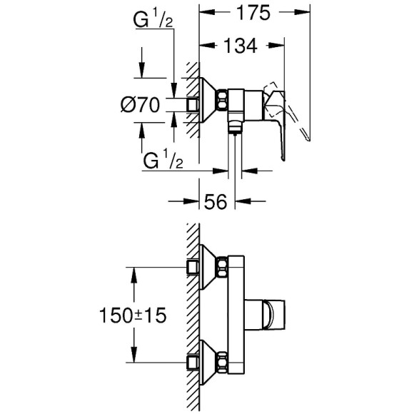 Смеситель для душа Grohe BauLoop 23633001 Хром Смеситель для душа Grohe BauLoop 23633001 Хром