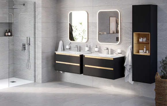 Тумба под раковину Excellent Tuto 80 MLEX.0103.800.BKBL подвесная Черный матовый Дуб