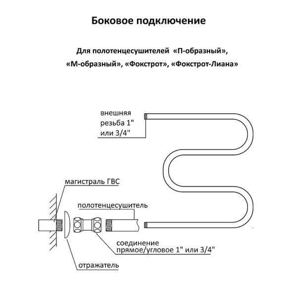 Водяной полотенцесушитель Terminus Фокстрот (1) БШ 500х500 4620768881039 с полкой Хром, боковое подключение, G 1" НР