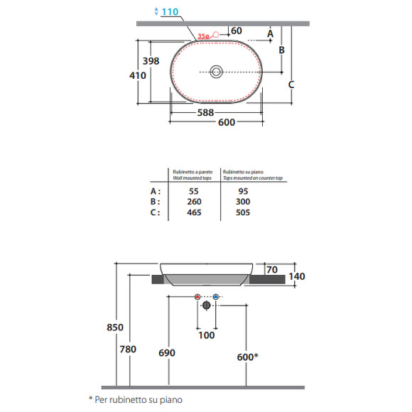Раковина Globo T-Edge 60 B6O61.BI*0 Белая Раковина Globo T-Edge 60 B6O61.BI*0 Белая
