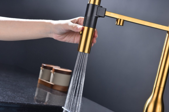 Смеситель для кухни Paulmark Magneto One Ma213188-BG Брашированное золото