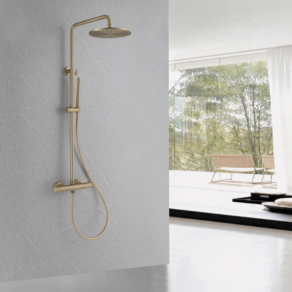 Душевая система Abber Wasser Kreis AF8160G с термостатом Золото матовое