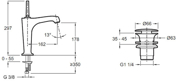 Смеситель для раковины Jacob Delafon Margaux E16231-4 Хром