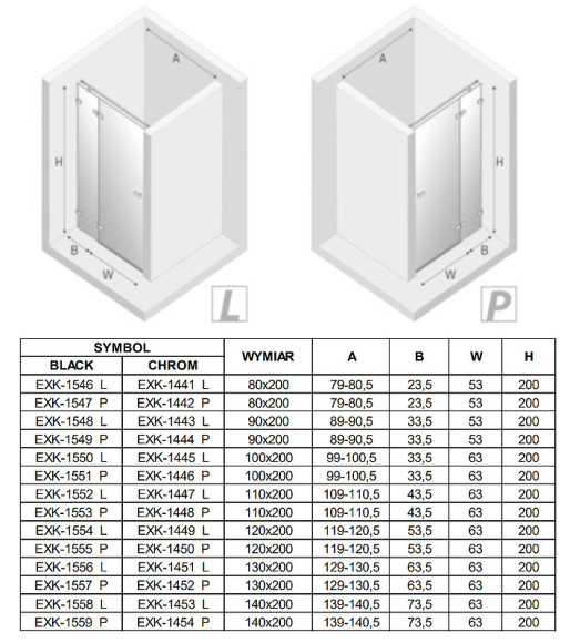 Душевая дверь New Trendy Avexa Chrome 100 R EXK-1446 профиль Хром стекло прозрачное