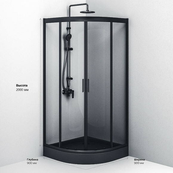 Душевой уголок AM.PM Gem 90х90 W90G-401-090BT профиль Черный матовый стекло прозрачное Душевой уголок AM.PM Gem 90х90 W90G-401-090BT профиль Черный матовый стекло прозрачное