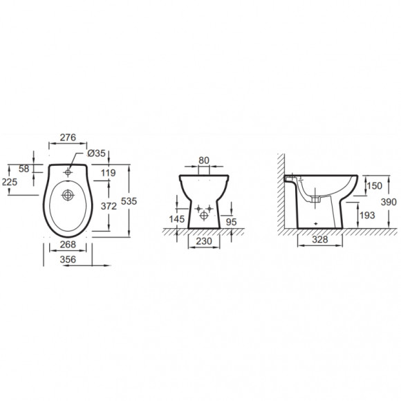 Биде Jacob Delafon Patio EBB0002-00 Белое Биде Jacob Delafon Patio EBB0002-00 Белое