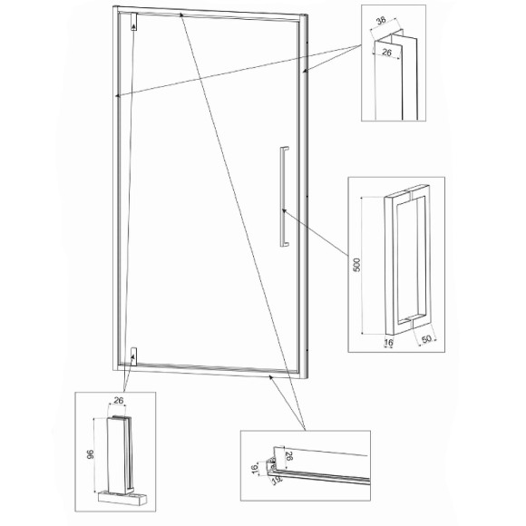 Душевая дверь Veconi Vianno VN-33 90 VN33-90-01-C7 профиль Хром стекло прозрачное Душевая дверь Veconi Vianno VN-33 90 VN33-90-01-C7 профиль Хром стекло прозрачное