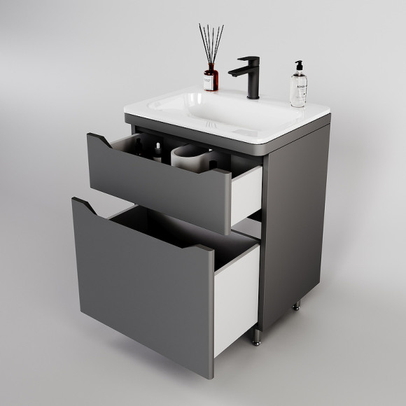 Тумба под раковину Style Line Марелла 60 Люкс Plus СС-00002397 Серый матовый антискрейтч Тумба под раковину Style Line Марелла 60 Люкс Plus СС-00002397 Серый матовый антискрейтч