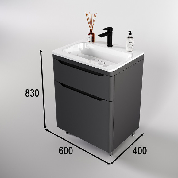 Тумба под раковину Style Line Марелла 60 Люкс Plus СС-00002397 Серый матовый антискрейтч Тумба под раковину Style Line Марелла 60 Люкс Plus СС-00002397 Серый матовый антискрейтч