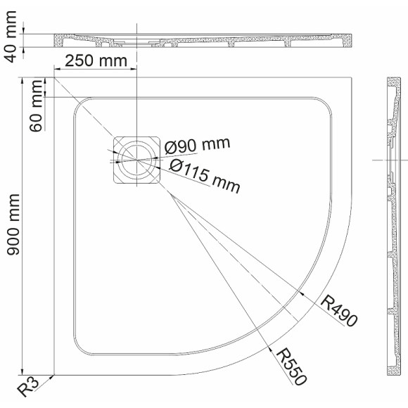 Душевой поддон из искусственного камня WasserKRAFT Dinkel 90х90 58T01 Белый глянец Душевой поддон из искусственного камня WasserKRAFT Dinkel 90х90 58T01 Белый глянец