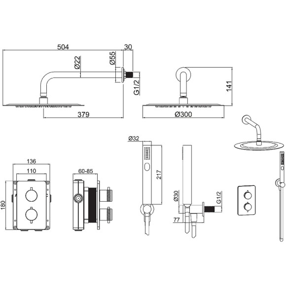 Душевая система Allen Brau Priority 5.31013-00 с термостатом Хром Душевая система Allen Brau Priority 5.31013-00 с термостатом Хром