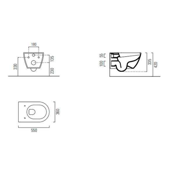 Унитаз GSI Pura 881505 подвесной Tortora opaco без сиденья