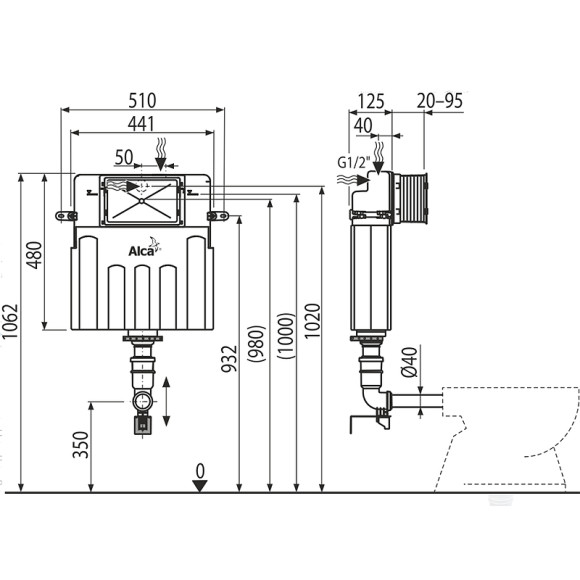Смывной бачок Alcaplast Basicmodul AM112-0001 для унитаза без клавиши смыва Смывной бачок Alcaplast Basicmodul AM112-0001 для унитаза без клавиши смыва