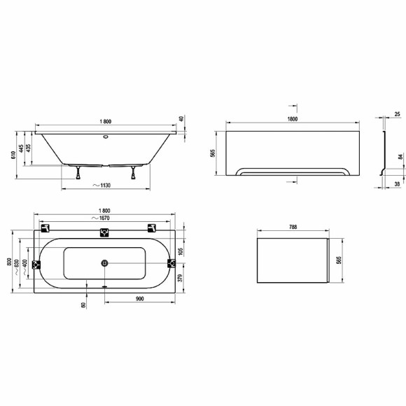Акриловая ванна Ravak City 180x80 C920000000 без гидромассажа Акриловая ванна Ravak City 180x80 C920000000 без гидромассажа