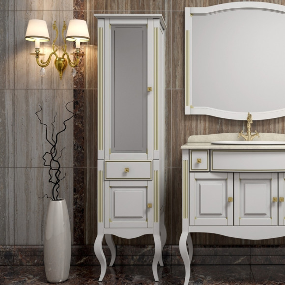 Шкаф пенал Opadiris Лаура 44 L Z0000006525 Белый с золотой патиной ручки Swarovski Золото Шкаф пенал Opadiris Лаура 44 L Z0000006525 Белый с золотой патиной ручки Swarovski Золото