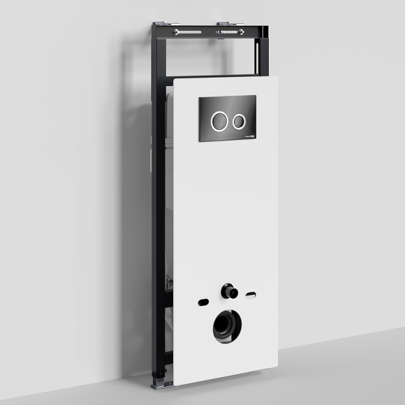 Инсталляция WasserKRAFT Salm 27TLT.010.ME.WH.PB01 для унитаза Белое стекло с Черной глянцевой клавишей смыва Инсталляция WasserKRAFT Salm 27TLT.010.ME.WH.PB01 для унитаза Белое стекло с Черной глянцевой клавишей смыва