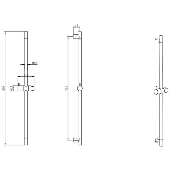 Душевая штанга Aquatek AQ2000MB Черная матовая