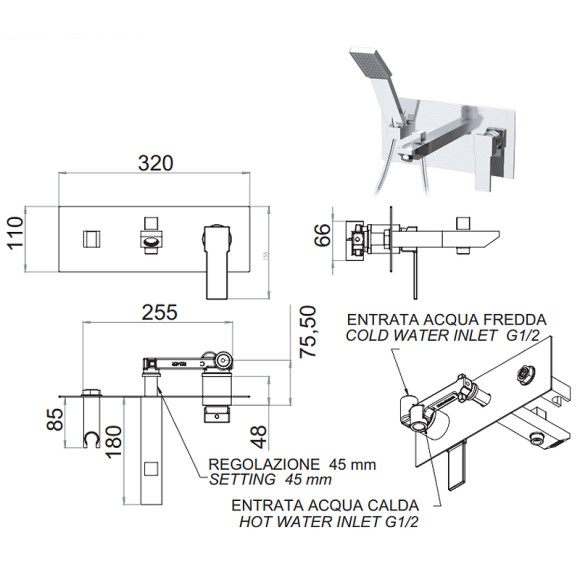 Смеситель для ванны Remer Qubica Q04 Хром Смеситель для ванны Remer Qubica Q04 Хром