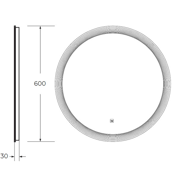 Зеркало Cezares Eco 60 CZR-SPC-ECO-600-LED-TCH с подсветкой с лазерной гравировкой и сенсорным выключателем