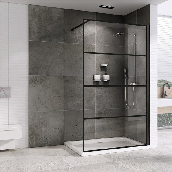 Душевая перегородка Abber Immer Offen 100 AG65100B профиль Черный стекло прозрачное Душевая перегородка Abber Immer Offen 100 AG65100B профиль Черный стекло прозрачное