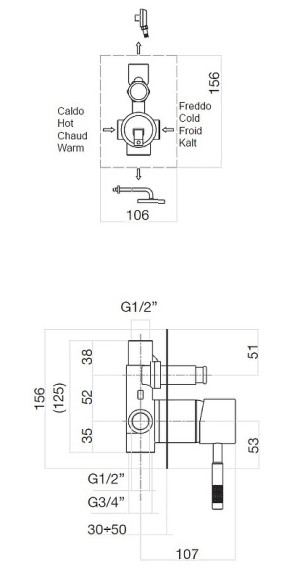 Смеситель для душа Webert Rimini RI860101015 Хром