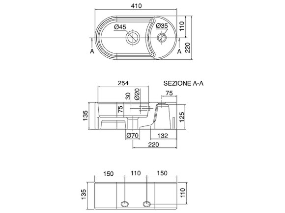 Раковина Scarabeo Seventy 41 8093/B Белая