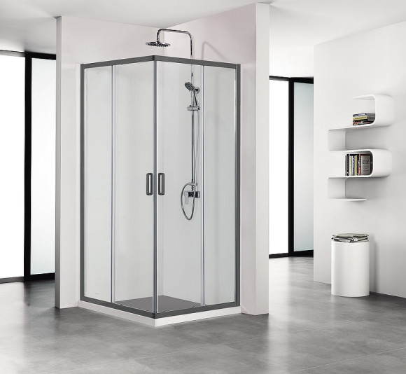 Душевой уголок Aquatek 80х80 AQ ARI KV 08020BL профиль Черный стекло прозрачное