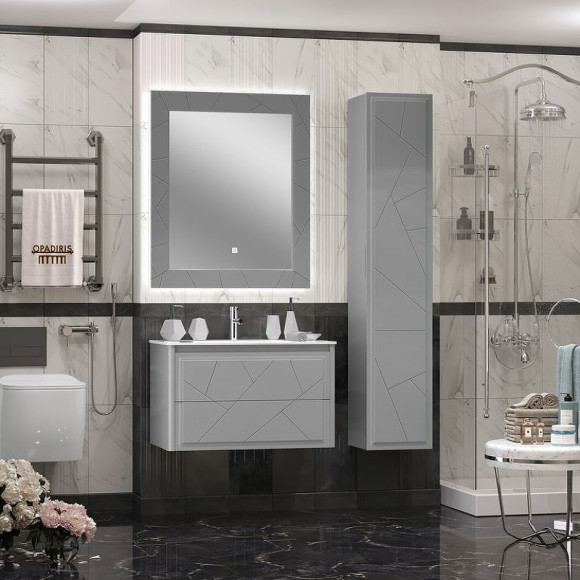Зеркало Opadiris Луиджи 90 00-00006559  с подсветкой Серое матовое с бесконтактным выключателем и подогревом Зеркало Opadiris Луиджи 90 00-00006559  с подсветкой Серое матовое с бесконтактным выключателем и подогревом