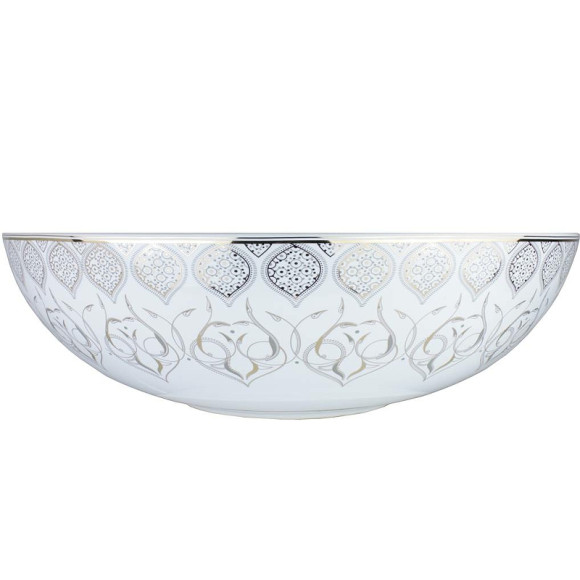 Раковина-чаша Bronze de Luxe 40 2008 Белая глянецевая с серо-золотым декором Раковина-чаша Bronze de Luxe 40 2008 Белая глянецевая с серо-золотым декором