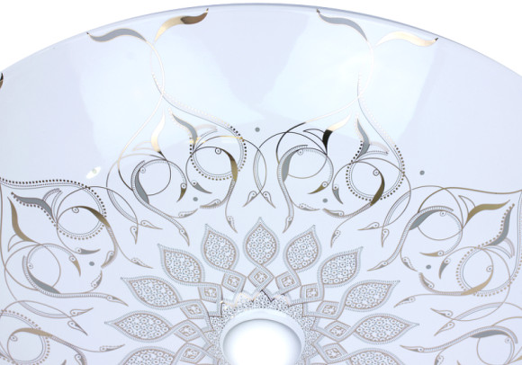 Раковина-чаша Bronze de Luxe 40 2008 Белая глянецевая с серо-золотым декором Раковина-чаша Bronze de Luxe 40 2008 Белая глянецевая с серо-золотым декором