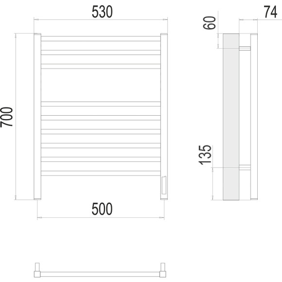 Электрический полотенцесушитель Terminus Ватикан П9 500x700 4670078526229 Хром