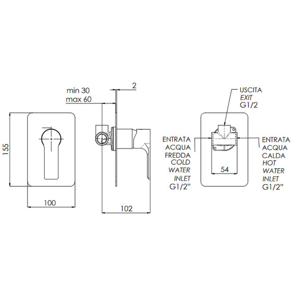 Смеситель для душа Remer Energy EY30L Хром Смеситель для душа Remer Energy EY30L Хром
