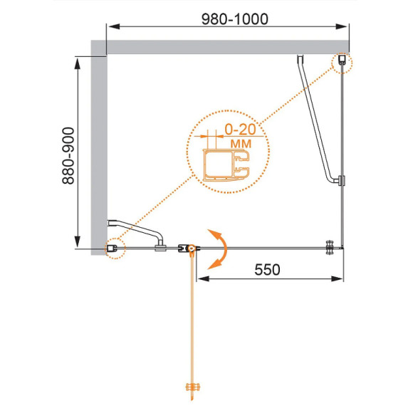 Душевой уголок Cezares Elena 100x90 L ELENA-W-AH-1-100/90-P-Cr-L профиль Хром стекло текстурное Душевой уголок Cezares Elena 100x90 L ELENA-W-AH-1-100/90-P-Cr-L профиль Хром стекло текстурное