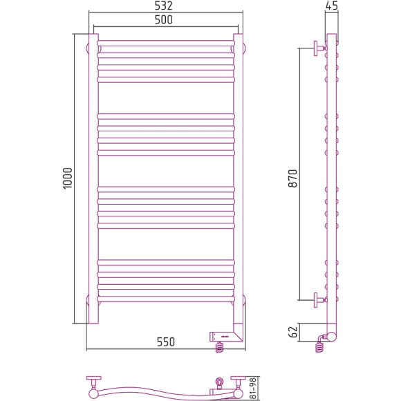 Электрический полотенцесушитель Сунержа Флюид 2.0 1000x500 R 12-5221-1050 Белый Электрический полотенцесушитель Сунержа Флюид 2.0 1000x500 R 12-5221-1050 Белый