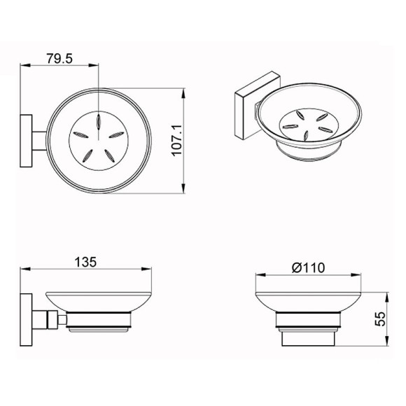 Мыльница Azario Rina AZ-87008 Хром Мыльница Azario Rina AZ-87008 Хром