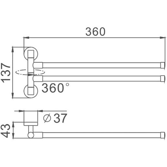 Полотенцедержатель Haiba HB112 поворотный Хром Полотенцедержатель Haiba HB112 поворотный Хром