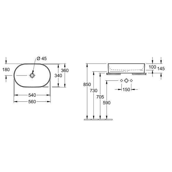 Раковина-чаша Villeroy&Boch Collaro 56 4A1956R1 Альпийский белый