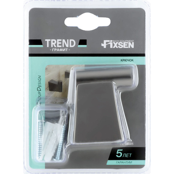 Крючок Fixsen Trend Graphite FX-98005 Черный графит Крючок Fixsen Trend Graphite FX-98005 Черный графит
