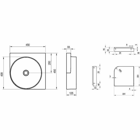 Раковина Ravak Yard 45 C XJX01045000 угловая Белая Раковина Ravak Yard 45 C XJX01045000 угловая Белая