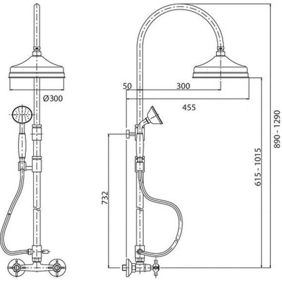 Душевая система Cezares Lord LORD-CD-30-03/24-M Золото 24 карат