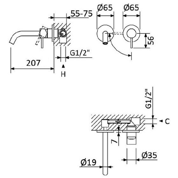 Смеситель для раковины Cezares Leaf LEAF-BLI2-20-L-01-W0 Хром