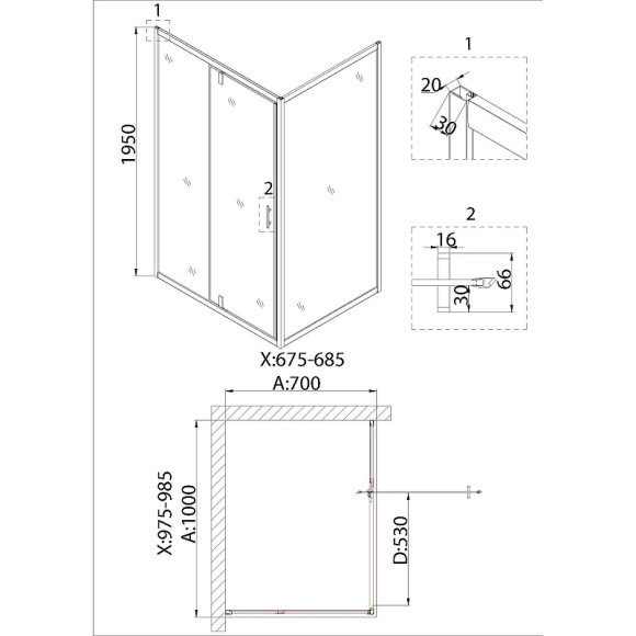 Душевой уголок Niagara Nova 100х70 NG-63-10A-A70 профиль Хром стекло прозрачное Душевой уголок Niagara Nova 100х70 NG-63-10A-A70 профиль Хром стекло прозрачное