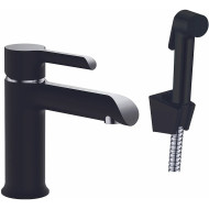 Смеситель для раковины Haiba HB12805-7 с гигиеническим душем Черный матовый Хром