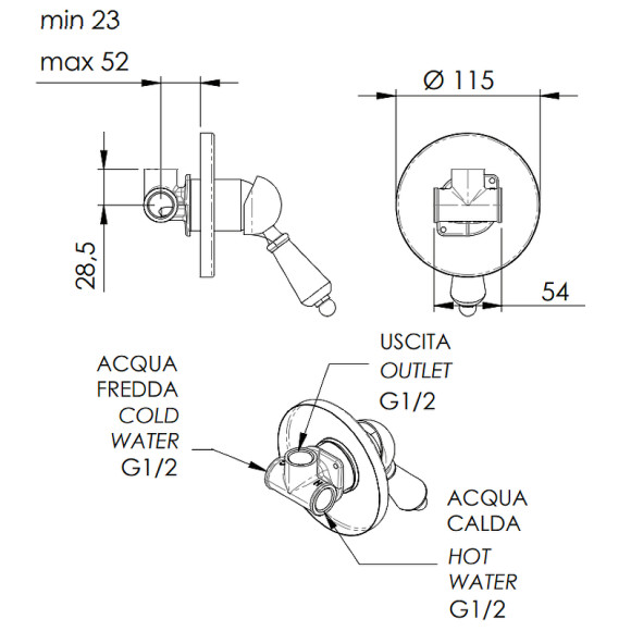 Смеситель для душа Remer Liberty LV30 Хром Смеситель для душа Remer Liberty LV30 Хром