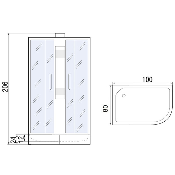 Душевая кабина River Nara 100x80 МТ R Б/К 10000008787 с поддоном