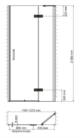 Душевая дверь WasserKRAFT Aller 120 R 10H05R профиль Хром стекло прозрачное