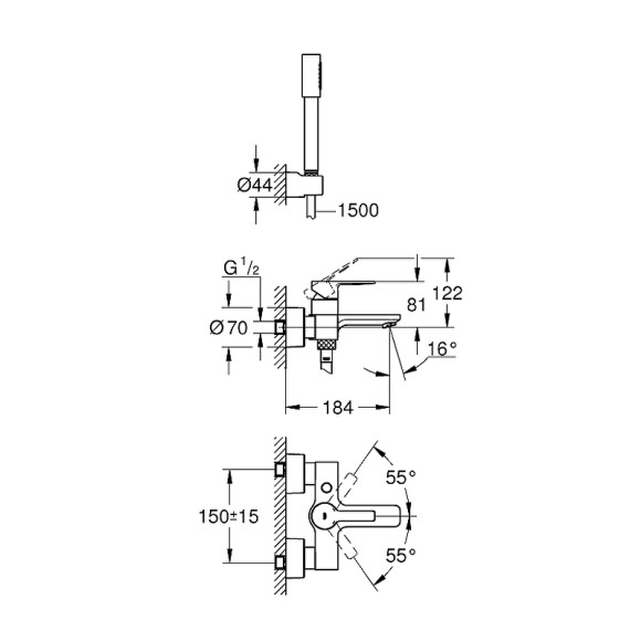 Смеситель для ванны Grohe Lineare 33850001 Хром Смеситель для ванны Grohe Lineare 33850001 Хром