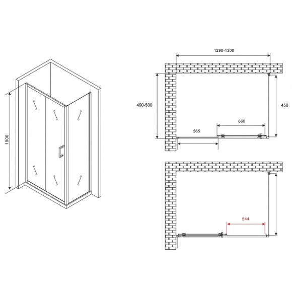 Душевой уголок Abber Schwarzer Diamant 130x50 AG301305-S505 профиль Хром стекло прозрачное Душевой уголок Abber Schwarzer Diamant 130x50 AG301305-S505 профиль Хром стекло прозрачное