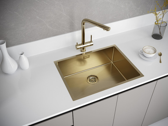 Кухонная мойка Paulmark Next 58 Uni PM215844-BG Брашированное золото Кухонная мойка Paulmark Next 58 Uni PM215844-BG Брашированное золото