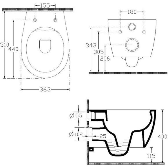 Унитаз Allen Brau Fantasy 4.11004.AN подвесной Антрацит без сиденья